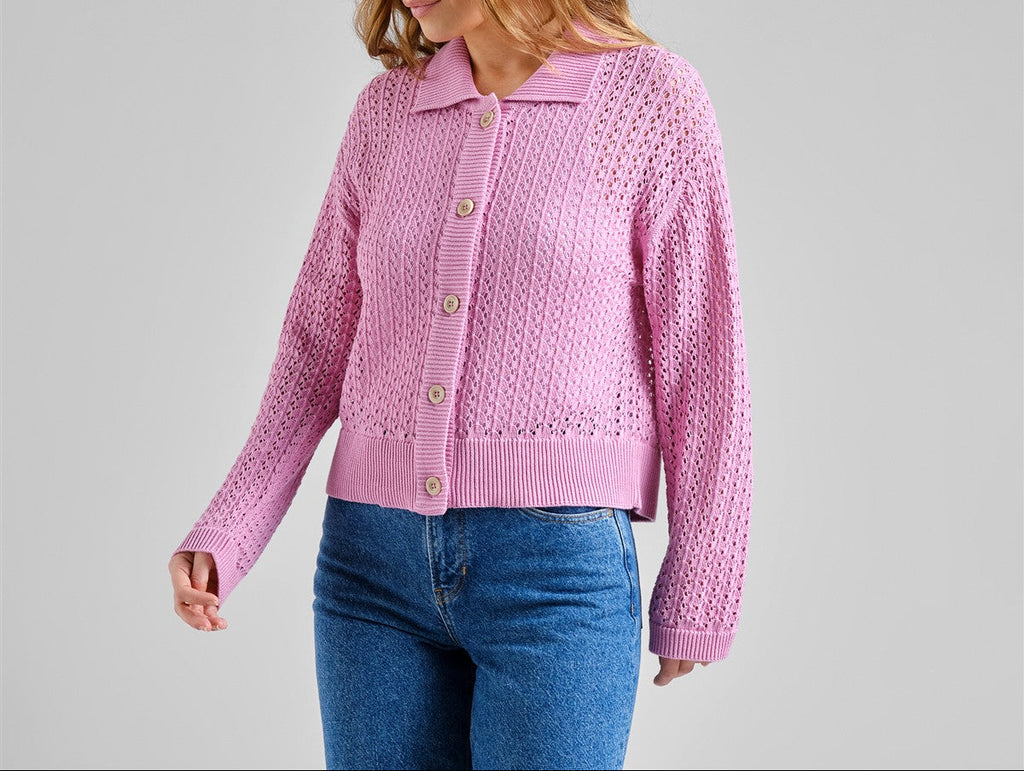 Knitted Cardigan Rosendal Crochet Moonlite Pink