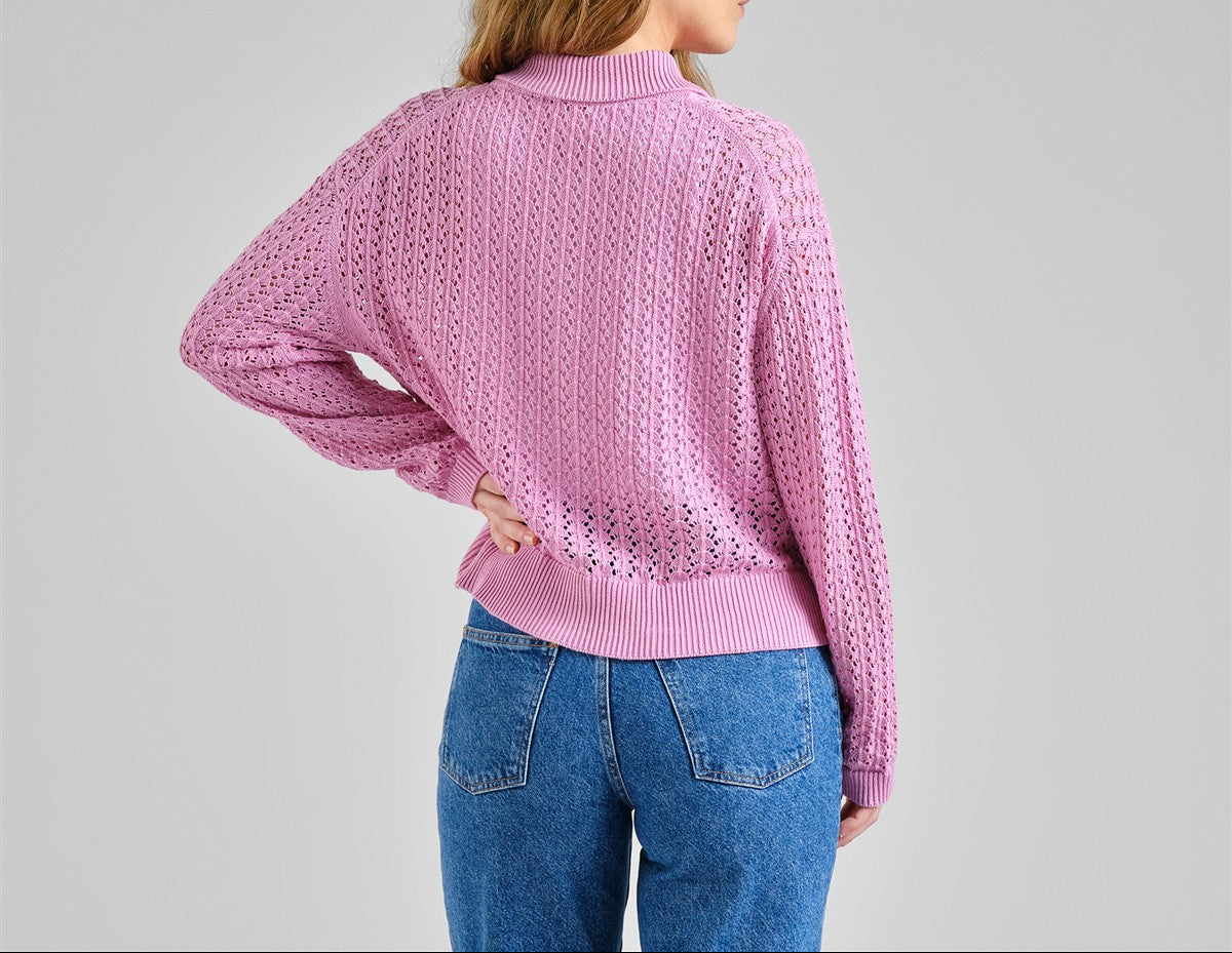 Knitted Cardigan Rosendal Crochet Moonlite Pink