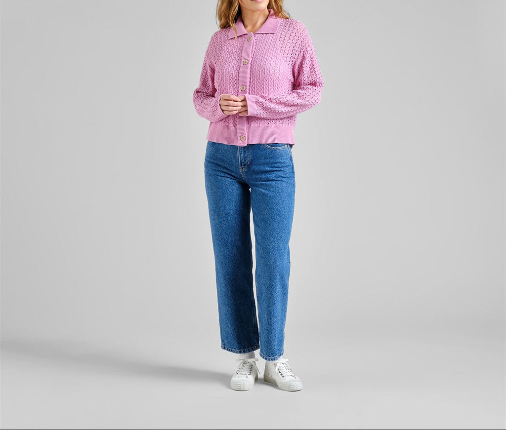 Knitted Cardigan Rosendal Crochet Moonlite Pink