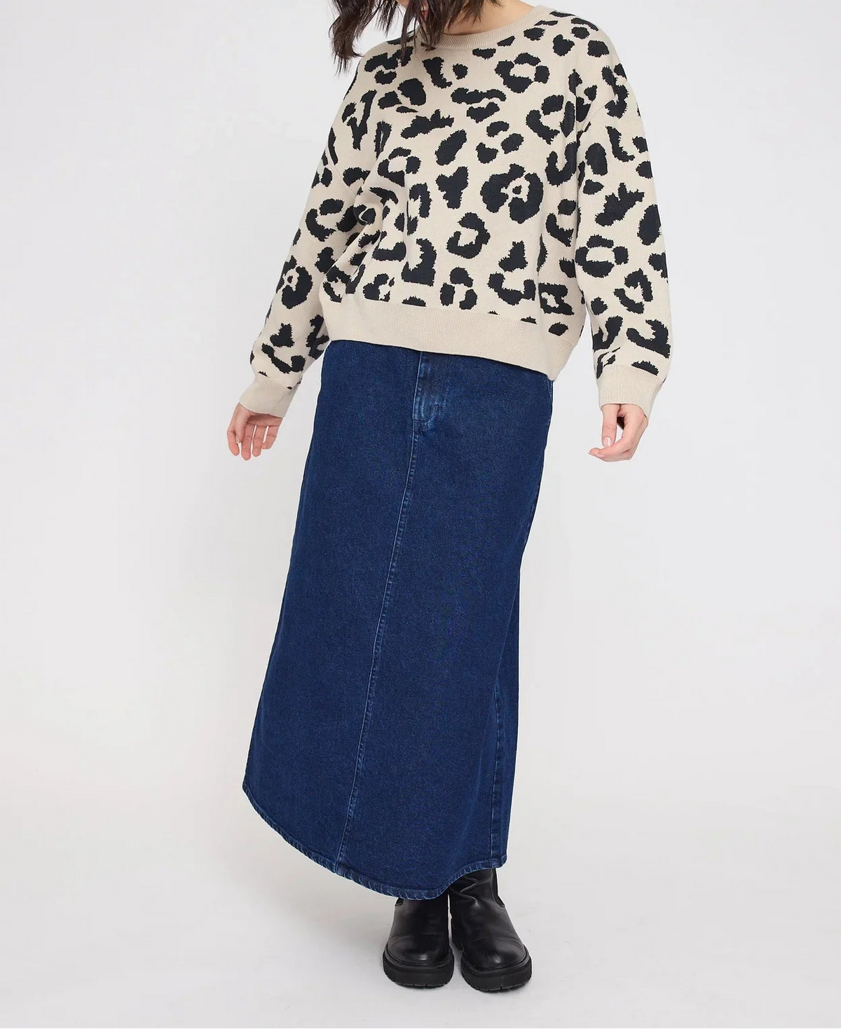 Leo Jacquard Knit Jumper peyote/black