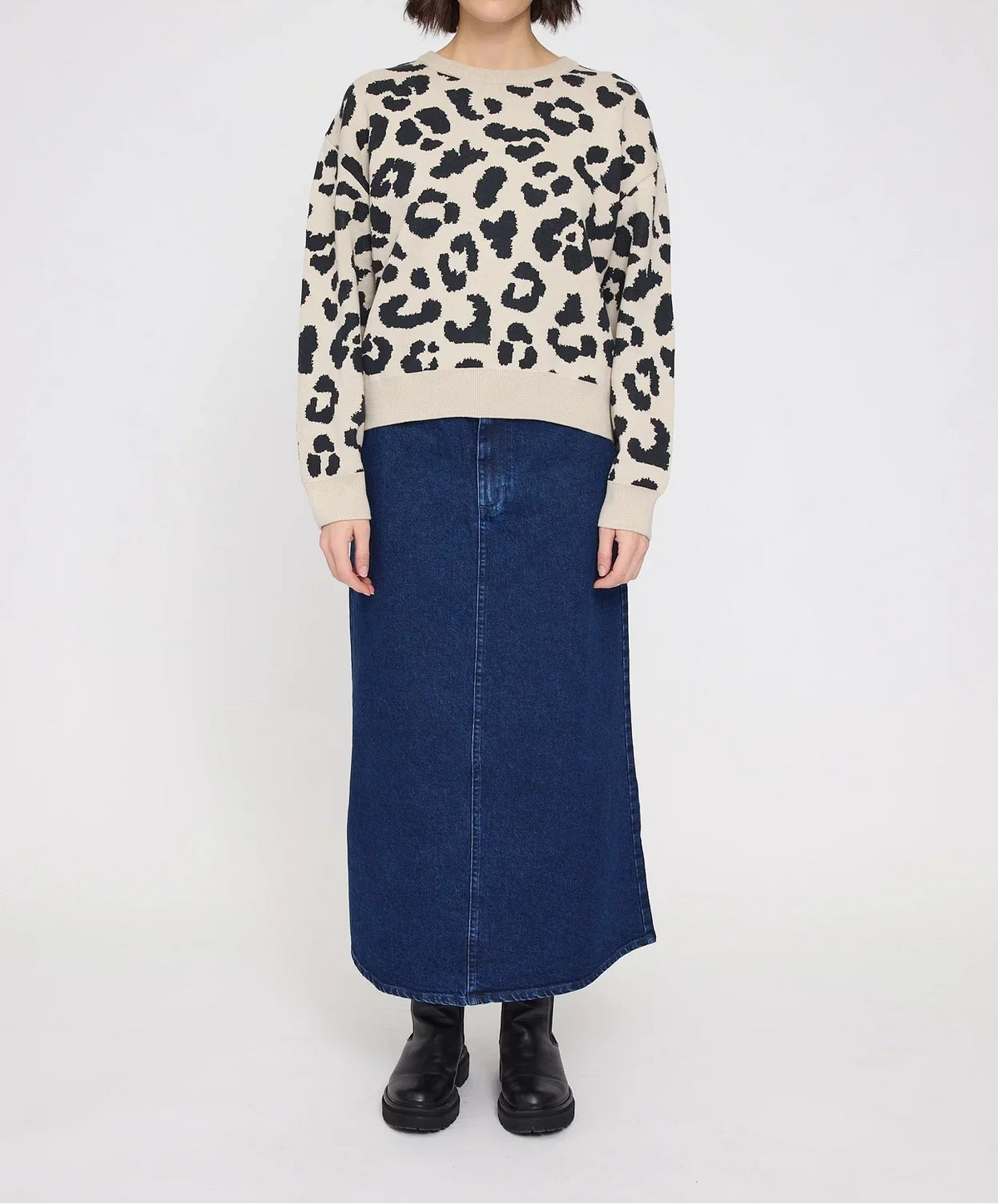Leo Jacquard Knit Jumper peyote/black